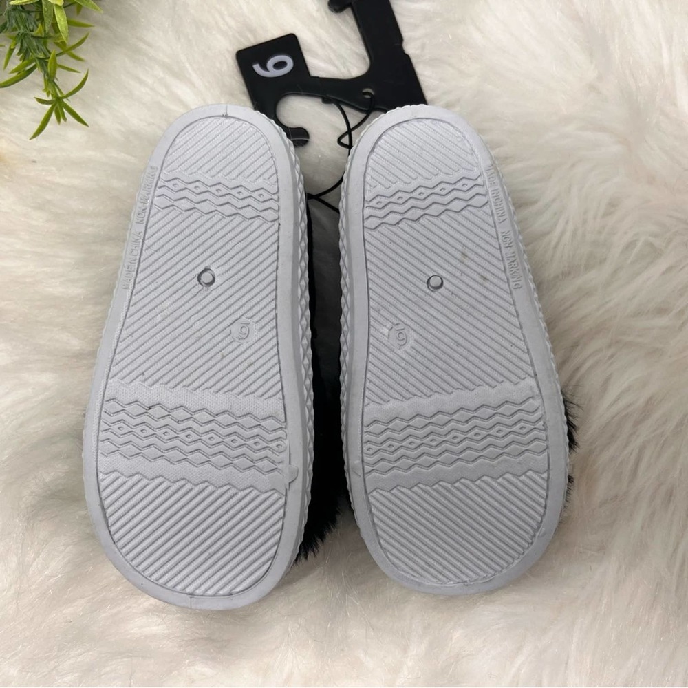 Baby Girl Wonder Nation Black Furry Slip On Kitty Cat Shoes Size 6 - Picture 5 of 6